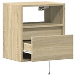 vidaXL Tables de chevet murales avec lumières LED 2 Pièces chêne sonoma