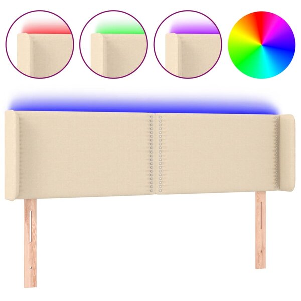 vidaXL Tête de lit à LED Crème 147x16x78/88 cm Tissu