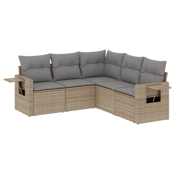 vidaXL Salon de jardin avec coussins 5 Pièces beige résine tressée