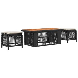 vidaXL Ensemble de salle à manger pour jardin 4 pc Noir et Crème