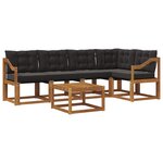 vidaXL Ensemble de canapés d'extérieur 6 pc Naturel et Noir