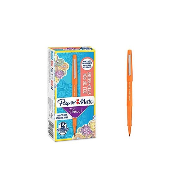Paper-Mate Stylo feutre Flair Original, orange , lot de 12