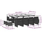 vidaXL Ensemble à manger de jardin 13 Pièces coussins noir résine tressée