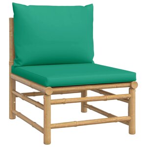 vidaXL Canapé central de jardin avec coussins vert bambou