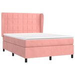 vidaXL Sommier à lattes de lit avec matelas Rose 140x190 cm Velours