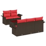 vidaXL Ensemble de canapé de jardin 6 Pièces Marron polyrotin