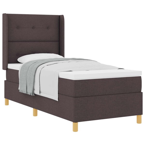 vidaXL Lit à ressorts avec matelas Marron foncé 80 x 200 cm tissu