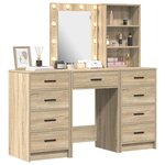 vidaXL Table de Toilette avec tiroir 3 Pièces Marron Bois d'ingénierie