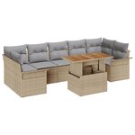 Ensemble de sofa de jardin 8 pièces vidaXL avec coussins Beige Rotin Poly