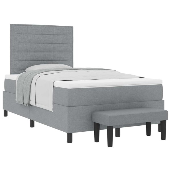 vidaXL Lit à ressorts avec tête de lit Gris clair 120 x 190 cm tissu