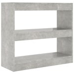 vidaXL Bibliothèque/Séparateur de pièce Gris béton 80x30x72 cm