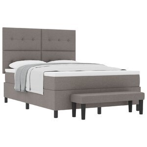vidaXL Lit à ressorts avec tête de lit Taupe 160 x 200 cm tissu