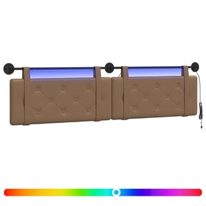 vidaXL Tête de lit suspendue Avec lumière LED Cappuccino Simili cuir