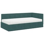vidaXL Cadre de lit d'angle avec matelas 2 pc Vert foncé 100 x 200 cm