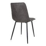 2 chaises de salle à manger en microfibre gris avec pieds noirs