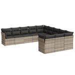 vidaXL Salon de jardin 11 Pièces avec coussins gris clair résine tressée