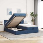 VidaXL Cadre de lit ottoman avec matelas bleu 160x200 cm tissu