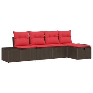 vidaXL Ensemble de canapé de jardin 5 Pièces Marron 55 x 62 x 69 cm