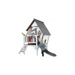 AXI Beach Cabin XL Maisonnette Gris Blanc Toboggan Gris