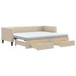 vidaXL Lit de jour avec gigogne et tiroirs crème 80x200 cm tissu