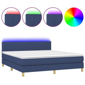 vidaXL Sommier à lattes de lit avec matelas LED Bleu 160x200 cm Tissu