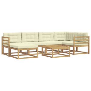 vidaXL Ensemble de canapés d'extérieur 7 pc Blanc et crème