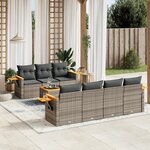 vidaXL Salon de jardin 8 Pièces avec coussins gris résine tressée