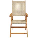 Ensemble de salle à manger de jardin 5 pièces vidaXL Beige en bois d'acacia massif et en rotin synthétique