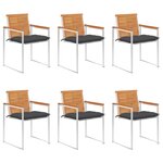 vidaXL Chaises de jardin lot de 6 avec coussins Bois d'acacia solide