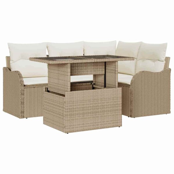 vidaXL Ensemble de canapé de jardin 5 Pièces Beige 100 x 55 x 73 cm