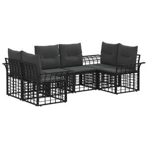 vidaXL Ensemble de canapés d'extérieur 6 Pièces Noir et Gris foncé