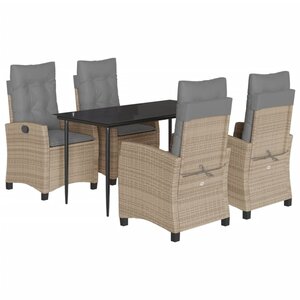 vidaXL Ensemble à manger de jardin coussins 5 Pièces mélange beige rotin