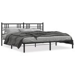 vidaXL Cadre de lit métal avec tête de lit noir 200x200 cm