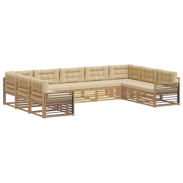 vidaXL Ensemble de canapés d'extérieur 9 pc Blanc et Beige