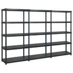 vidaXL Étagère de rangement 5 niveaux Noir 274 5x45 7x185 cm Plastique