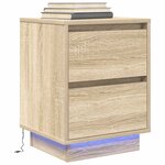 VidaXL Tables de chevet avec lumières LED 2Pièces chêne sonoma 38x34x50cm