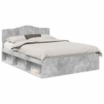 vidaXL Cadre de lit Gris Béton 150 x 200 cm Bois de pin massif