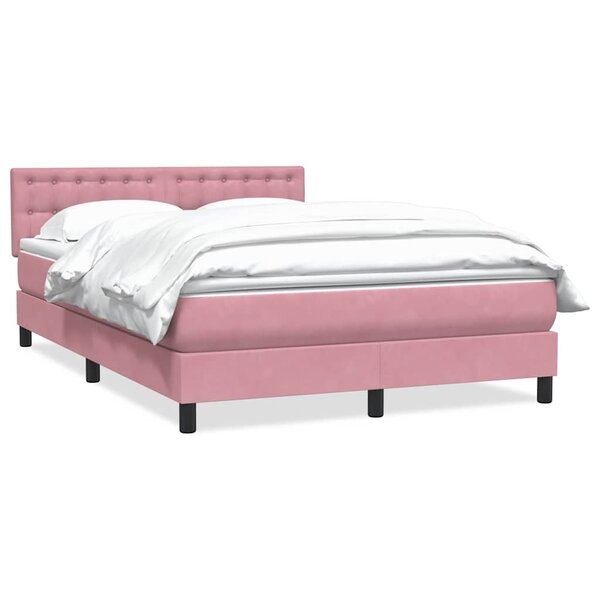 vidaXL Sommier à lattes de lit avec matelas rose 160x220 cm velours