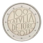 2 euros commémorative Lettonie 2021 - 100 ans de jure.