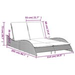 vidaXL Chaise longue avec coussins Gris 114 x 205 x 73 cm Résine tressée