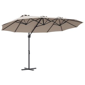 vidaXL Parasol Taupe 372 x 198 x 243 cm Polyester et Aluminium