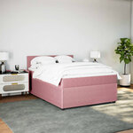 vidaXL Sommier à lattes de lit avec matelas Rose 160x200 cm Velours
