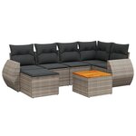 vidaXL Salon de jardin avec coussins 7 Pièces gris résine tressée