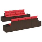 vidaXL Ensemble de canapé de jardin 9 Pièces Marron polyrotin