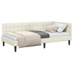 vidaXL Cadre de lit d'angle Crème 90 cm x 200 cm Velours