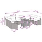 vidaXL Ensemble de canapé de jardin avec coussin 11 Pièces Gris et marine