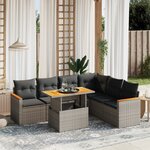 vidaXL Salon de jardin avec coussins 7 Pièces gris résine tressée