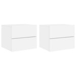 vidaXL Tables de chevet murales avec lumières LED 2 Pièces blanc