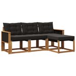 vidaXL Ensemble de canapés d'extérieur 4 pc Naturel et noir