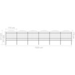 vidaXL Clôture de jardin à dessus en lance Acier (1 5-1 75)x10 2m Noir